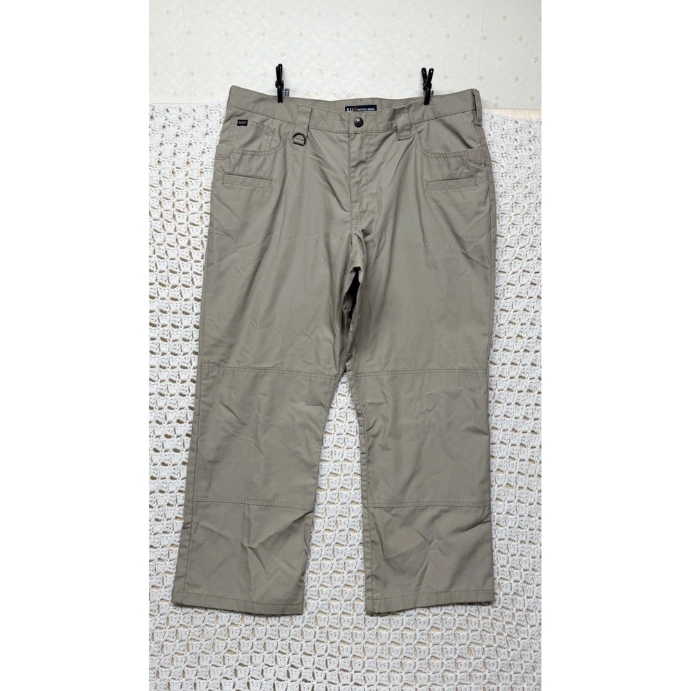 5.11 Tactical Taclite Pants Men Tag 36x32 Fits 36x27 Khaki Ripstop Double Knee